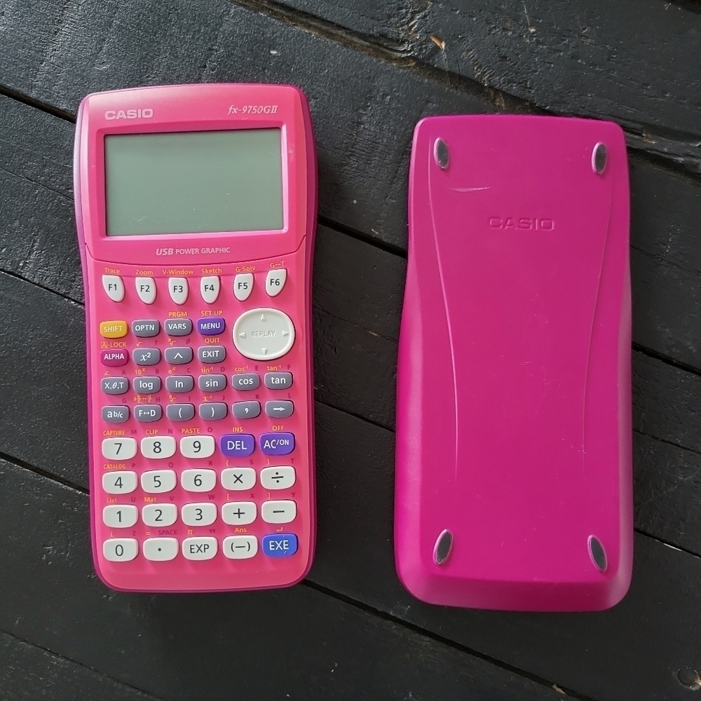 Casio Graphing Calculator FX-9750 GLL Pink Cover Case Tested & Working